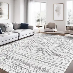 Art&Tuft Moroccan Washable Rugs, Non Slip Indoor Floor Carpet,  Area Rug for Living Room, Foldable Large Soft Area Rug for Dining Room Bedroom with Low Pile
