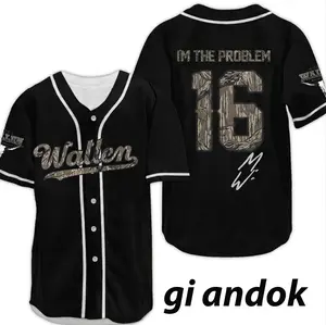 Wallen Crimson Black Baseball Jersey, Country Music Shirt For Black, Tour 2026 Fan Gift, #16 Im The Problem Tour 2026 Short Sleeve Shirt, MW Fan Merch