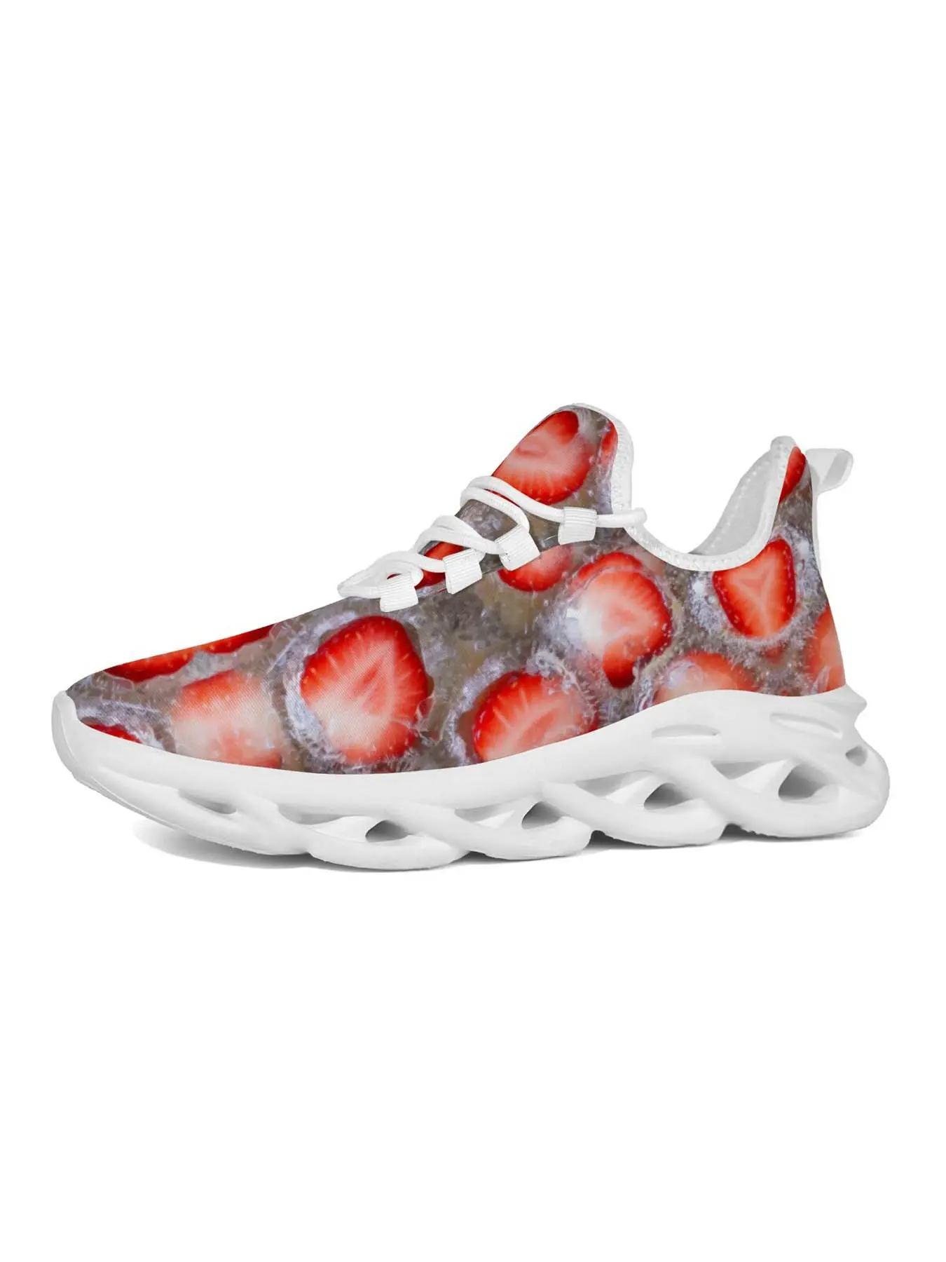 Strawberry Foam Sneakers Exclusive Recommendation, Unique Strawberry Print, Fashion Art Style, Comfortable Breathable Sole, Casual Wear