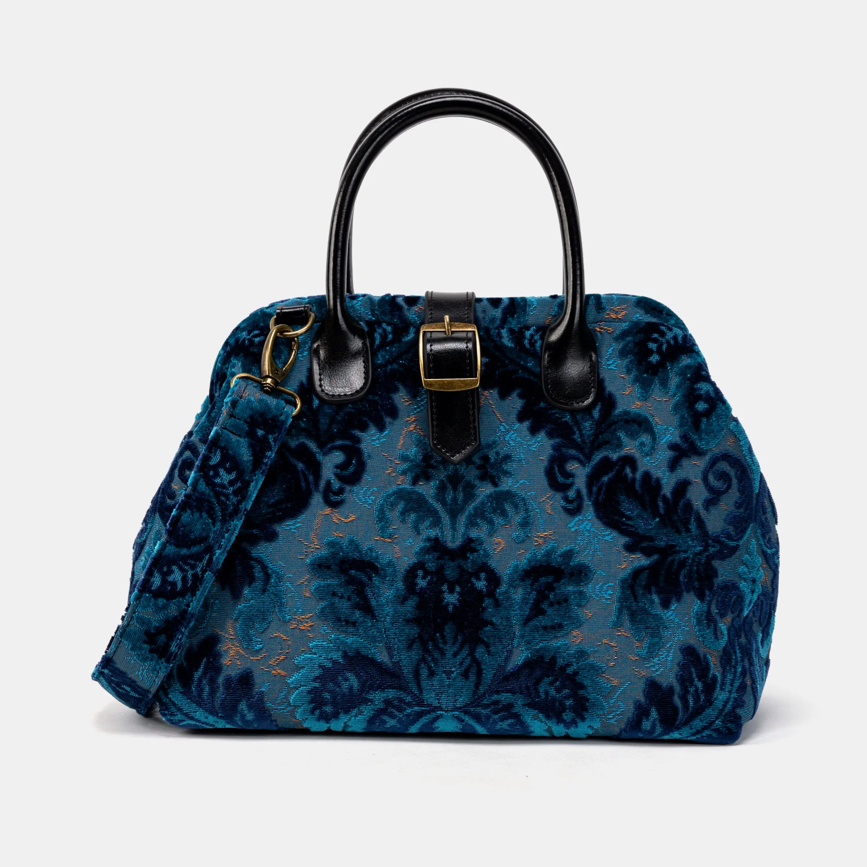 Burnout Velvet Revival Aqua Carpet Handbag Purse Everyday Bag