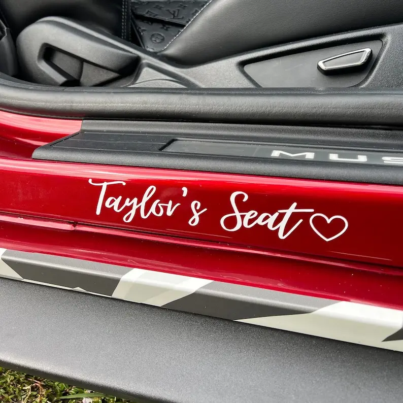 Girlfriends Name Seat Sticker Door Step | Car Vinyl Decals | Relationship Gifts | Car