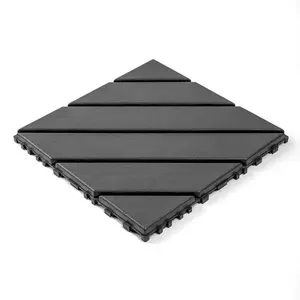 Plastic interlocking decking tiles, 44 packs of terrace decking tiles, 12“x 12” waterproof for all-weather use, backyard pool decking tiles, dark gray