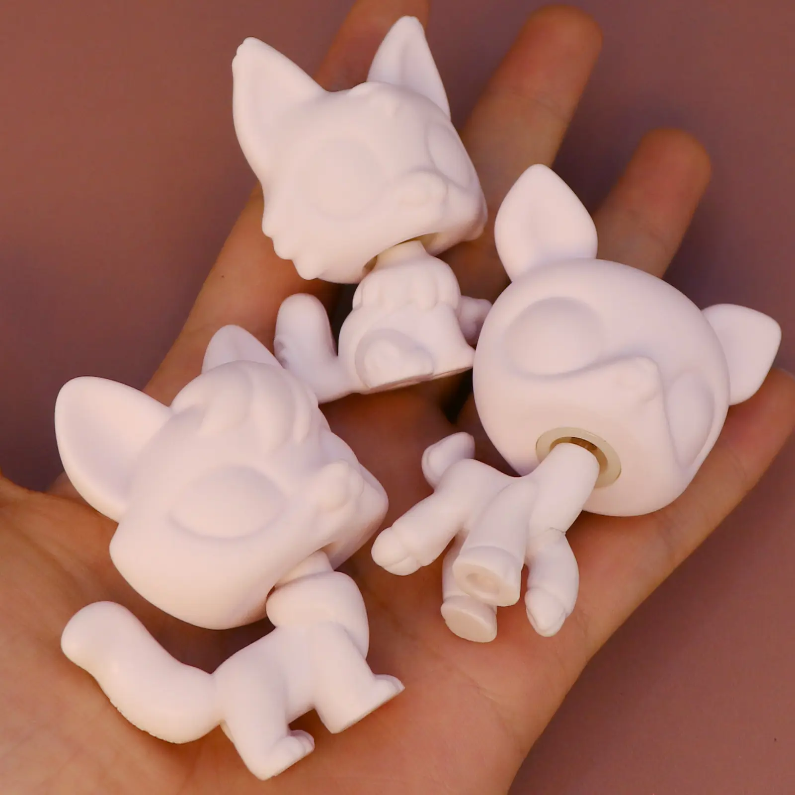 3 Pcs Blank White Unpainted Standing Animal Figurines Set - Smooth Plastic Fox, Cat, Deer Statues with Eye Details, Paintable DIY Craft Art Supplies for Kids, Cake Decorations & Desktop Decor Gift