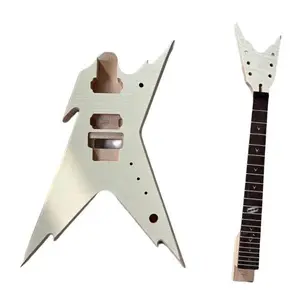 DIY Electric Guitar Kit Razorback Style Solid Mahogany Body Rosewood Fretboard Maple Veneer 24.75 Inches String Length 22 Frets