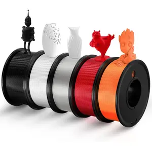 3D Printer Filament PLA 1.75mm 3-D Printing Materials 5 Color Bundle Print Filimate 1.75 mm White Black Clear Red Orange Filiment1.75 Accuracy +-0.02mm Fillament Spool Vacuum Pack 250G X 5 Roll