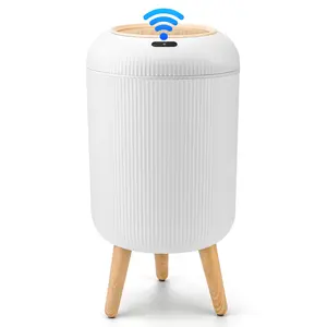 Pukomc Smart Induction Waterproof Trash Can for Bathroom, Bedroom, Office Nordic Style, Household Items Saving Space Motion Sensor Multifunctional Home Goods Environmentally Friendly Automatic