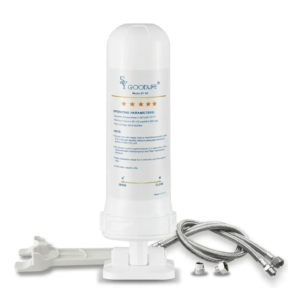 SYGOODLIFE K2 Under Sink 5 in 1 filter, No Drilling Required, Environmentally friendly filter Reduces Lead, Chlorine, Bad Taste & Odor,Fluoride,NSF/ANSI 42 Certified