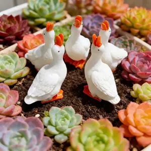 5pcs Resin White Goose Figurines | Farmhouse Style Garden Decor | Ideal for Succulent Pots, Landscape Decorations, Desktop Ornaments, Perfect Gift