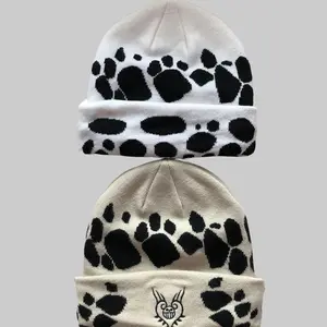 Surgeon Satin Lined Beanie - Anime Inspired Streetwear Winter Caps for men and Women, White and Off-White Cuffed Beanies, Embroidered Designs, Jacquard Designs