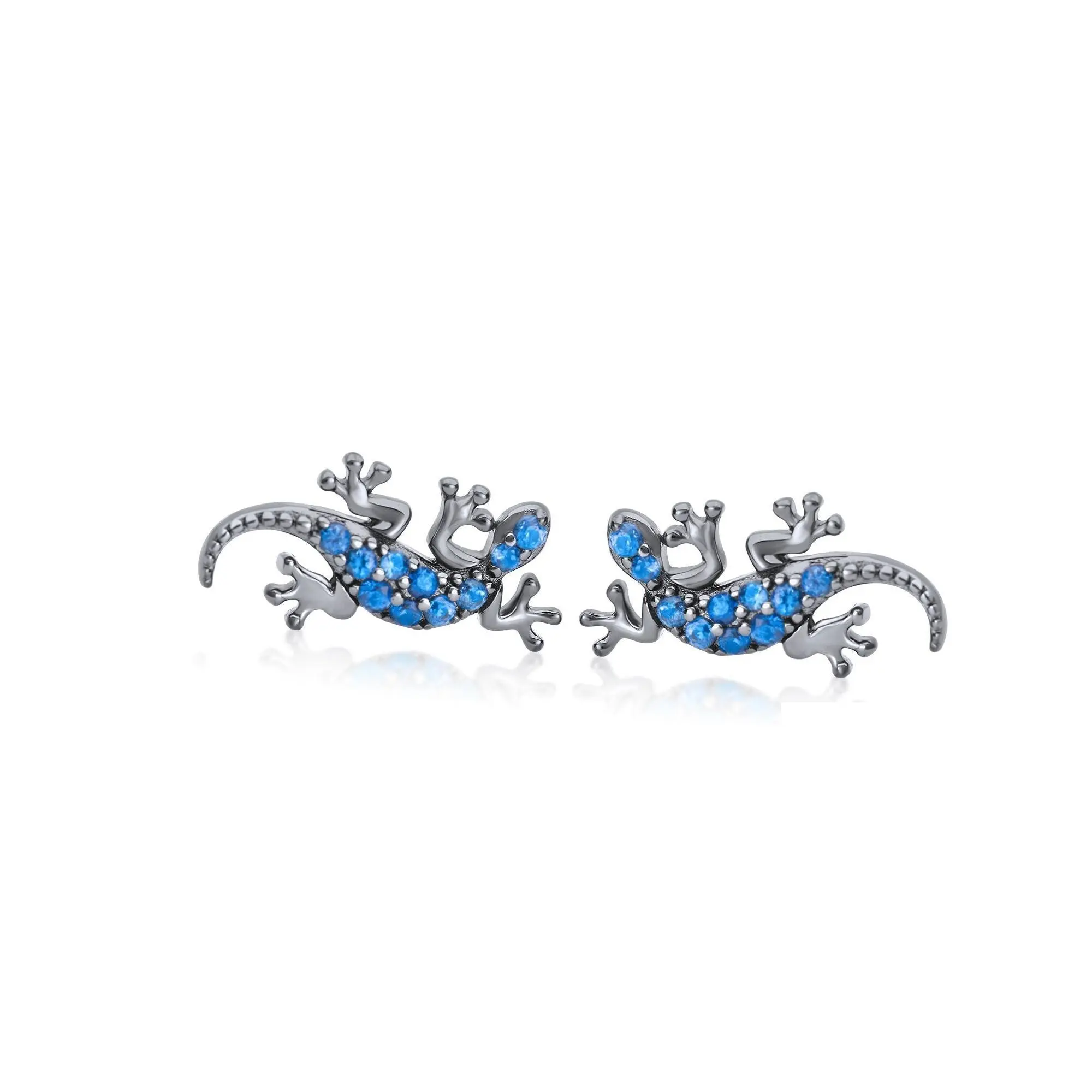 Silver Lizard Earrings - Good Luck Gecko Earrings