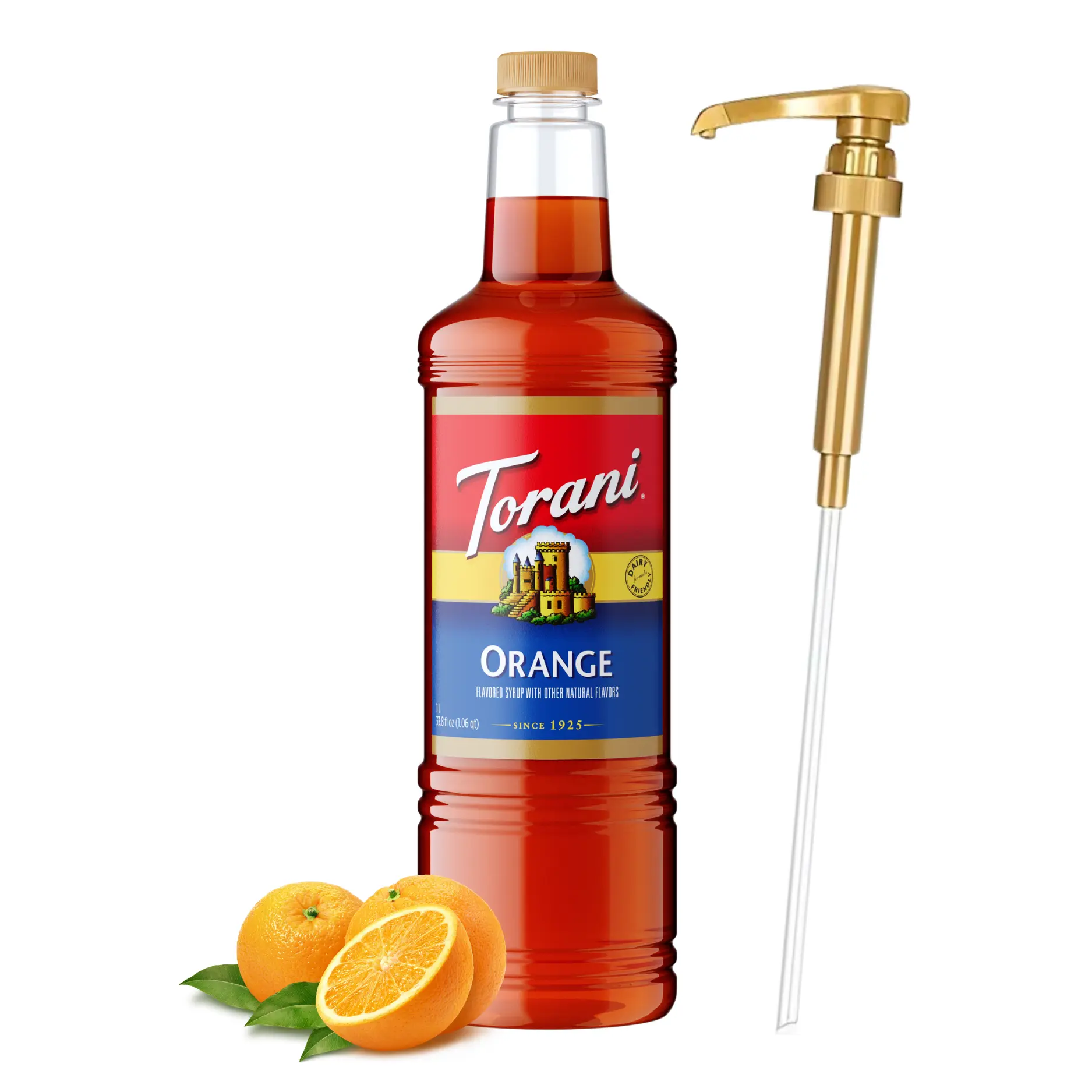 Torani Orange Syrup, 1L with Pump - Flavored Syrup for Cocktails, Coffee Drinks