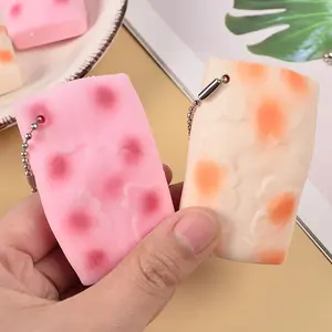 2 Realistic Tofu Year Cake Keychains, Car Interior Accessories, Prank Prop, Gift Idea, Non-Eatable Fake Food, Random Color