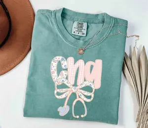 CNA Bow T-Shirt, CNA Life Shirt, Certified Nursing Assistant Gift, Coquette Bow Sweatshirt, Nurse Life Sweater, Comfort Colors T-Shirt