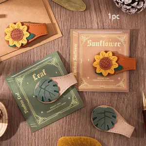 Magnetic Leather Bookmark, Inspirational Sunflower Design With Secure Clip And Tassel, Vintage Stitched Planner Accessory For Her, Readers, Students, Writers, Perfect Birthday & Christmas Present, Book Accessories, Magnetic Bookmarks