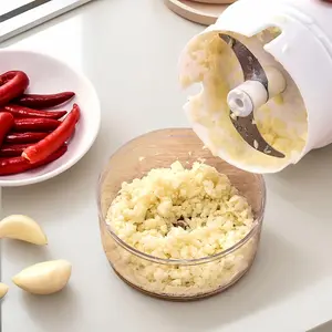 Manual Garlic Masher And Chopper- Ice Shaver, Food Grinder, Plastic Hand-Operated Press. A Handheld Kitchen Gadget Designed for Efficient Portability