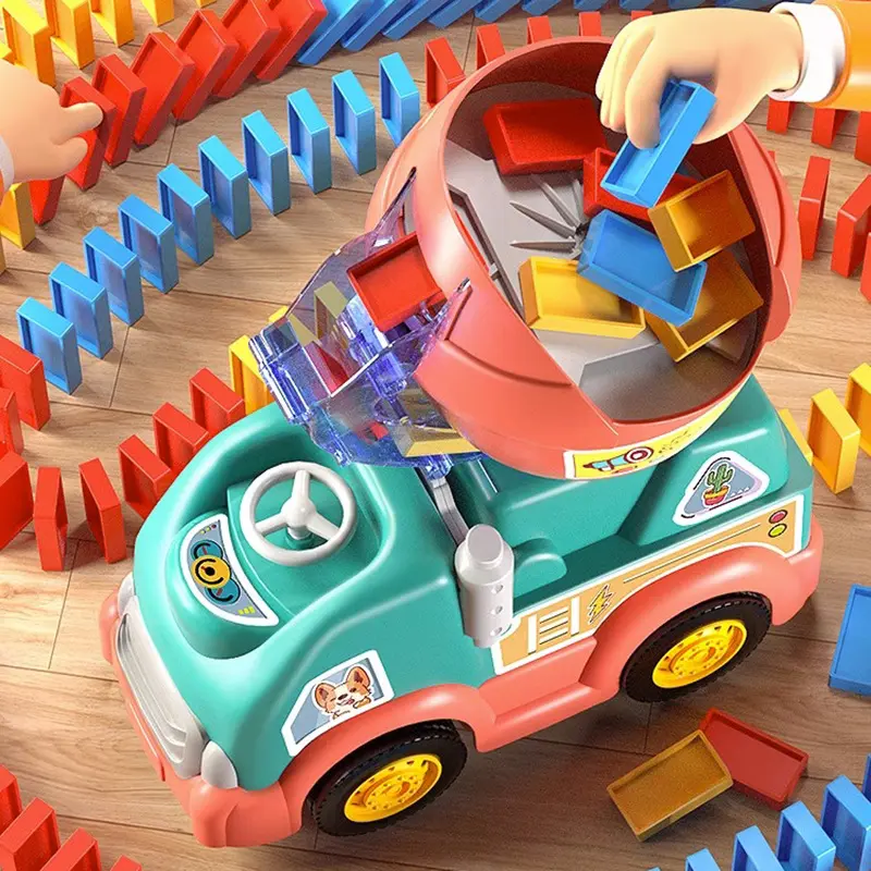 Automatic Domino Train Set Brick Blocks Kits 102 Dominos Montessori Educational DIY Fun Creative Game Toys Gift for Toddler Kid