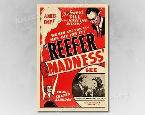 Reefer Madness 1950s Marijuana Vintage Style Movie Poster