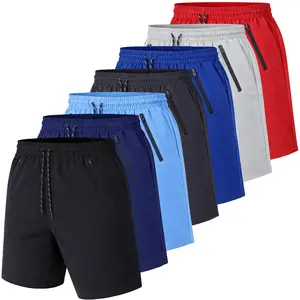 Men's 5 Pack Performance Training Shorts With Zipper Pockets (Sizes, S to 2XL)