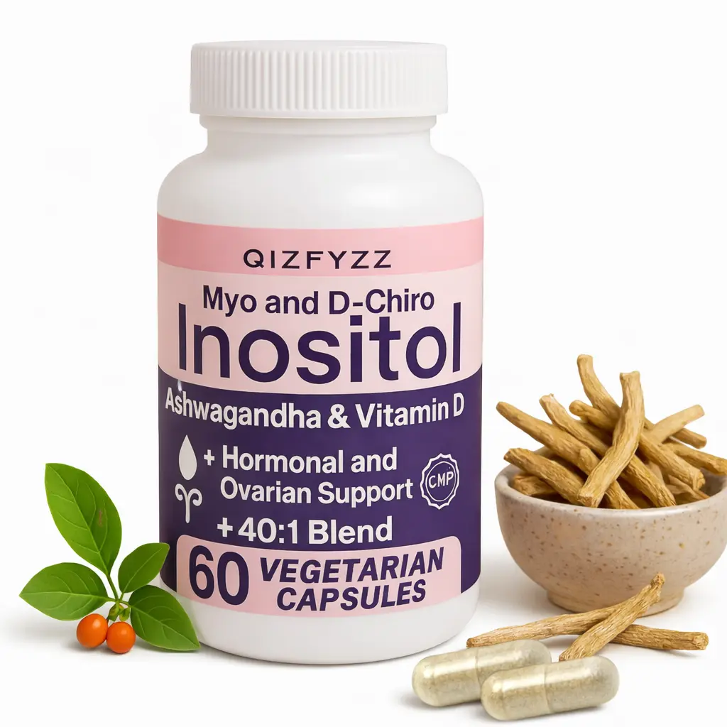 Women's Healthcare Capsules - 40:1 Myo-Inositol & D-Chiro Inositol Formula, Enriched with Vitamin D3 & Ashwagandha (Indian Ginseng), Dairy-Free, Gluten-Free, Supports Hormonal Balance, Ovarian Function, Energy