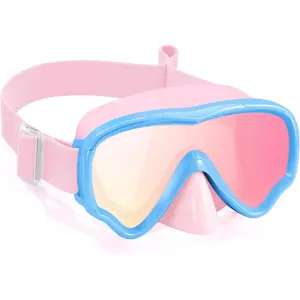 Vvinca Kids Swim Goggles with Nose Cover, Anti-Fog/UV Swimming Mask for Boys Girls 3-15, No Hair Pulling Fabric Strap