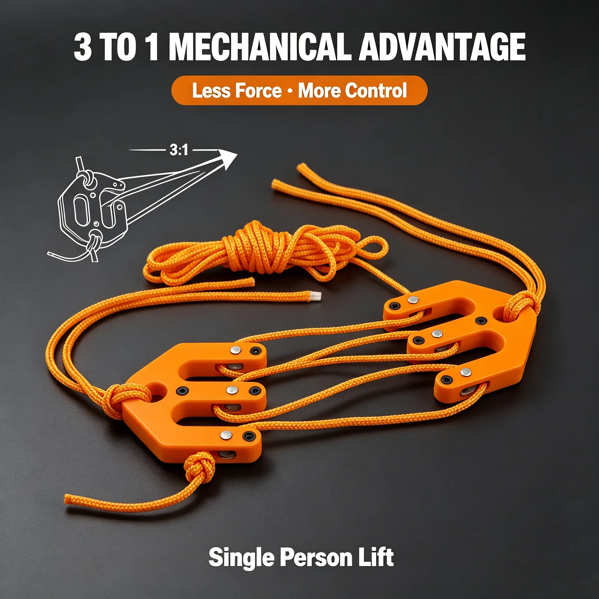 ABS Hard Engineering Plastic Hanging Pulley System - 100-lb Load-Bearing Outdoor Hoisting Tool, Lightweight Compact Portable 8*7.7*1.4cm Camping Power-Multiplier for Hunting, Tightening Tent Ropes, Not Prone to Rusting, Load-Bearing Fixation, Abs Plastic,
