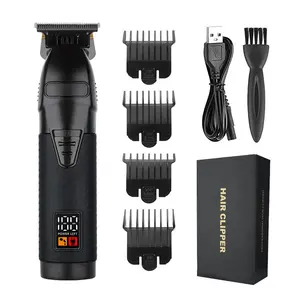 Professional Cordless USB Charging LED Display Barber Hair Clippers Men Hair Trimmer Kit, USB Rechargeable Trimmer, 1 Electric Hair Clipper & 4 Limited Comb & 1 Charging Cable & 1 Cleaning Brush