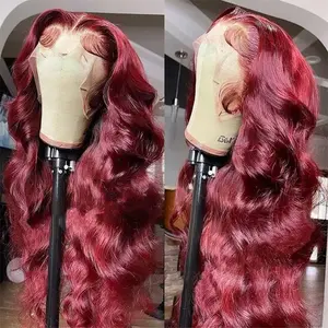Bling Hair 30 32 inch Burgundy Color Hd Transparent 13x4 Lace Frontal Wig For Women 180% Density 13x6 99J Lace Front Brazilian Remy Wigs