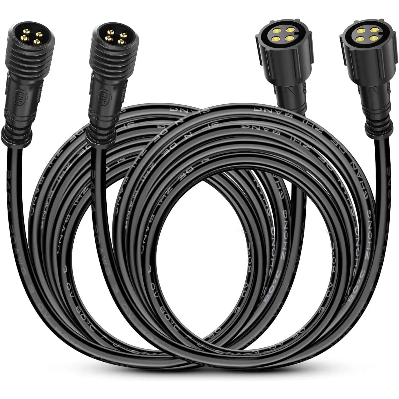 Nilight 2-Pack 10FT 4-Pin RGB Extension Cable Cord - Premium Copper Wire with PVC Housing, Durable, High Conductivity for 4/8 Pod Multi-Color Underglow Rock Light Kits, Wheel Well Lights