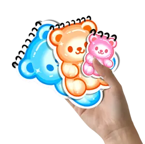 3 Notebooks Bundle, Cute Gummy Bear Shaped NotebookS, 1 Large Blue, 1 Medium Orange, 1 Small Pink, Handmade, for Note Taking, Lined Spiral Notebook