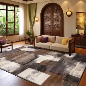 Velvet soft and comfortable patterned printed carpet, suitable for multiple scenarios, available in various sizes, soft and non-shedding, Geometric Pattern Rug, Decorative Area Rug, Living Room Rug, Contemporary Rugs, Modern Geometric Rug