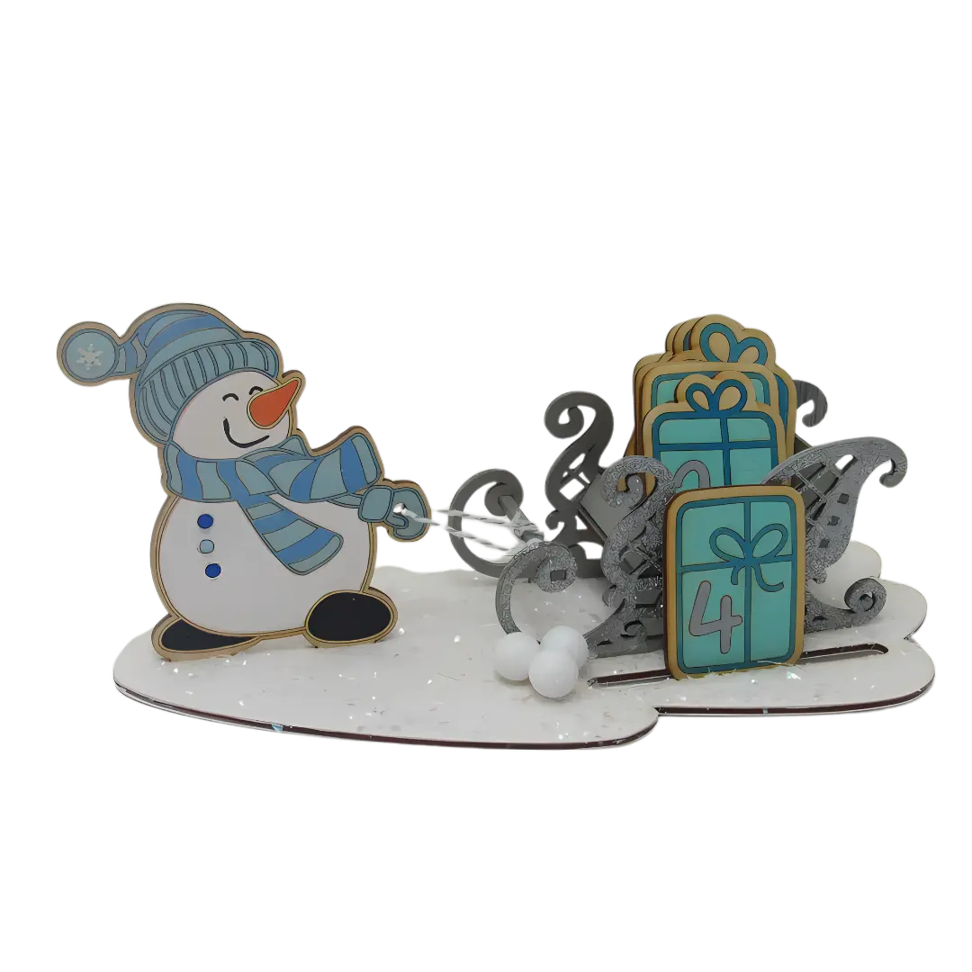 Snowman Christmas Advent Calendar – Festive Shelf Sitter & Advent Decoration for Mantle or Living Room