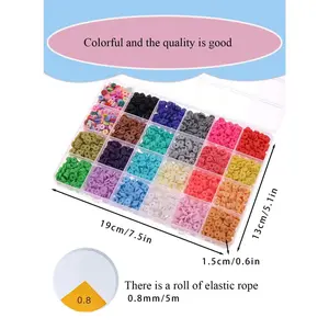 DIY Clay Bead Bracelet Making Kit with  Seed Beads Polymer Black Stone Beads Elastic Rope 0.8mm 5m Special Handmade Gift for Friends 19cm x 13cm x 1.5cm
