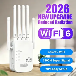 2026 UPGRADE WiFi Extender 1200Mbps Dual Band, Wireless Signal Booster with Ethernet Port, Long Range Coverage for Home, Connects 50 Devices, Easy Setup Repeater (2.4GHz/5GHz)