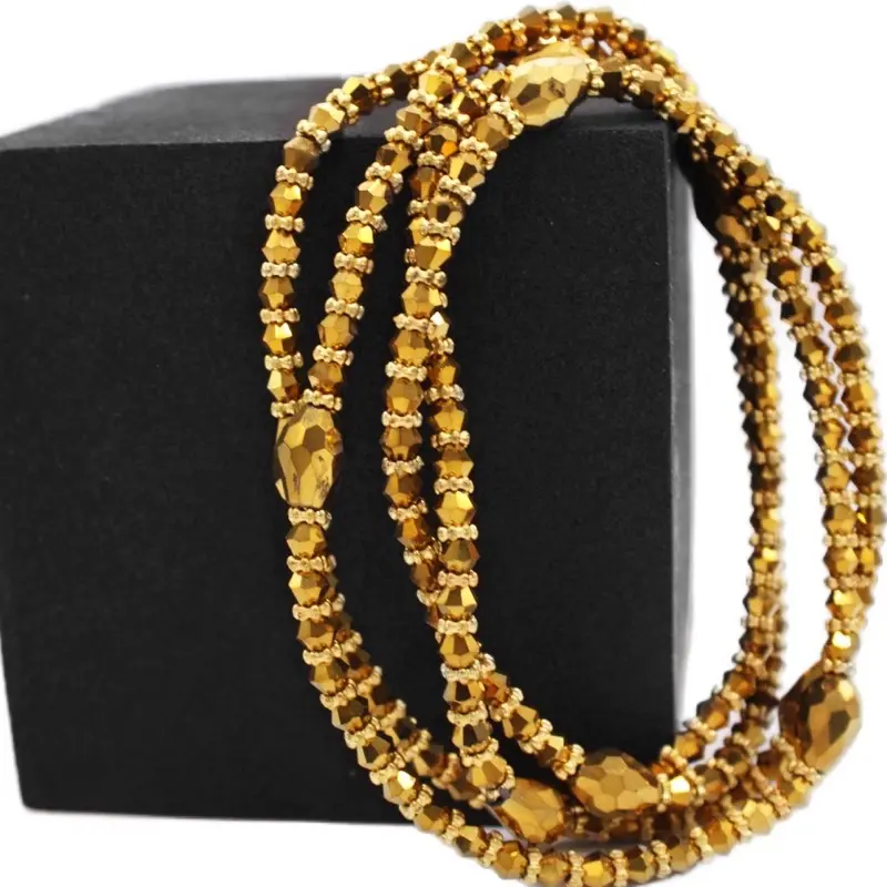 Jaljali Gold African Waist Beads for Women | Handmade Stretch Belly Beads | Jaljali Waist Jewelry