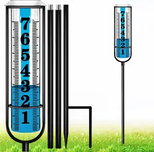 Rain Gauge Outdoor, Upgraded Accurate Rain Gauges Outdoors  Rated, Freeze Proof Thickened Transparent Plastic Rain Measure Gauge for Yard, Adjustable Height Large Rain Measuring Tool for Garden