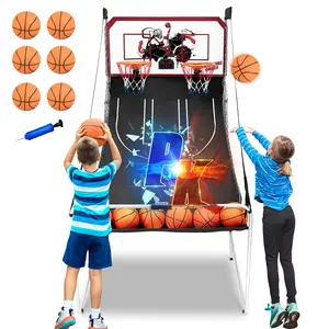 Segmart Foldable Dual Shot Electronic Basketball Arcade Game for Kids & Adults – Indoor/Outdoor Home Basketball Hoop with 6 Balls, 8 Game Modes, LED Scorer & Air Pump, Christmas Gifts for Kids, Black Friday