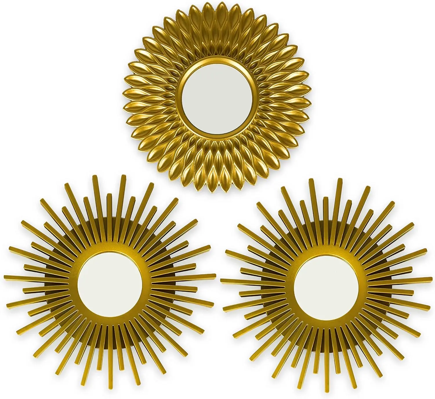 3 Mirrors for Wall Decor with Durable Plastic Frame, Round Design, Ideal for Vintage Home Decor and Gifts for Women
