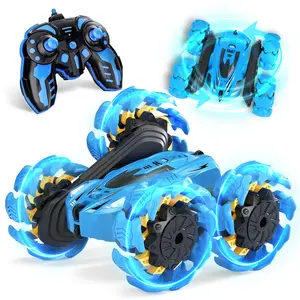 HOSIM Blue RC Stunt Car - 360° Flip 4WD Rechargeable Rock Crawler for Kids Outdoor Fun & Safe ABS Plastic Construction Long Lasting Battery 1400mAh 90 Minutes Playtime Perfect Gift for Boys