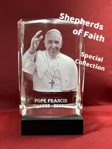 Crafted for Pope Francis – 3D Crystal Engraved Cube Image: The World Is Missing You