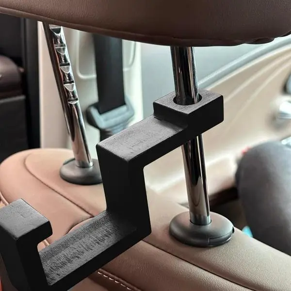 Hard Hat Holder for Truck Seat Bamboo Hard Hat Hook for Seatback, Headrest Hooks for Car, Portable Hard Hat Hanger, Holds Hard Hat and Vest with Ease (1)