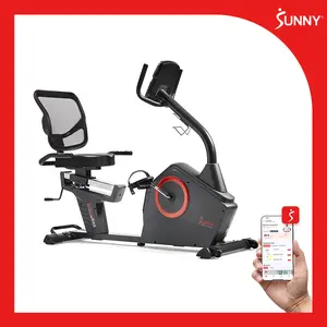 Sunny Health & Fitness Premium Magnetic Resistance Smart Recumbent Bike with Bluetooth Connectivity, Adjustable Seat & Handlebars, Smooth Quiet Ride, 16 Levels of Magnetic Tension, 24 Built-in Workouts, SunnyFit APP - Cardio Traine