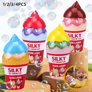 Magic Ice Cream Bubble Cup, Leak-Proof Upside Down, Smooth Bubble Liquid, Continuous Bubbling for 10+ Minutes, Outdoor Toy for Kids 3+, Birthday Gift