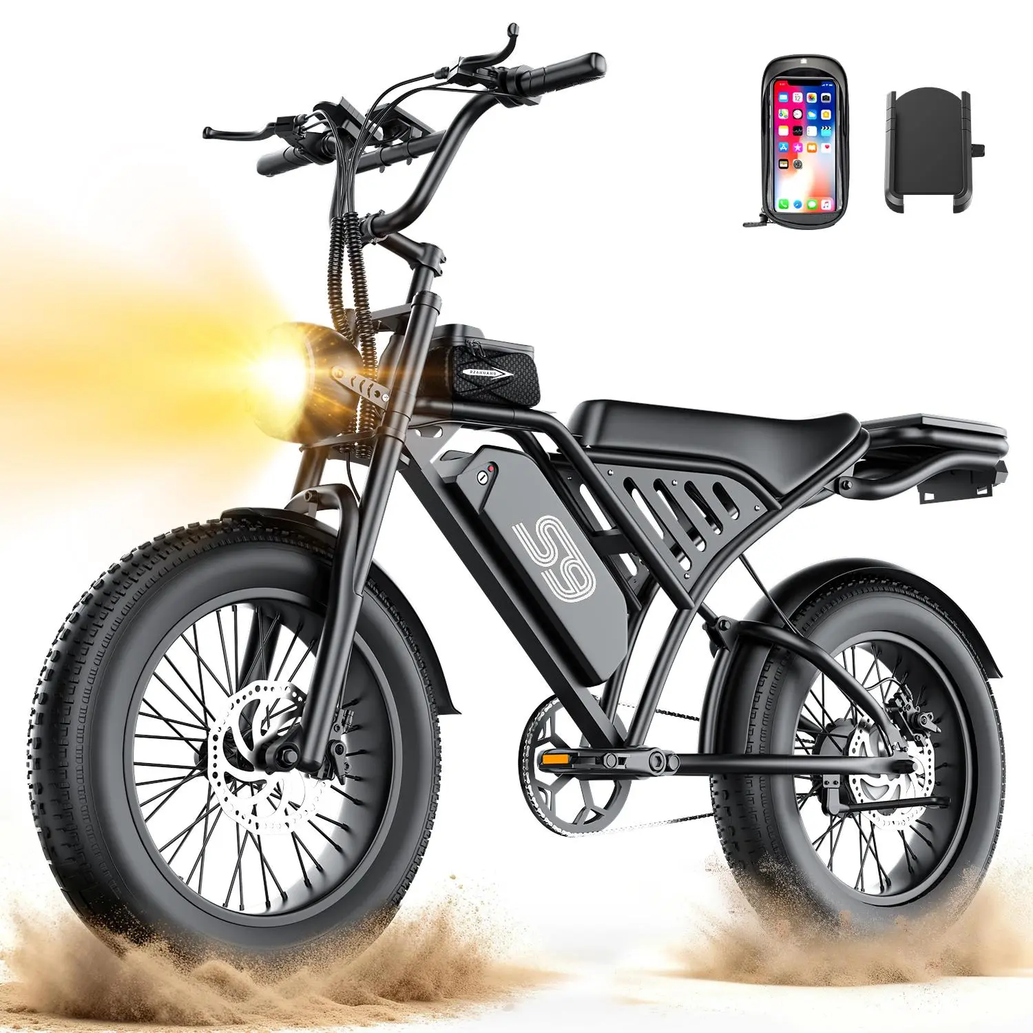 Pikabike S9 Adult Fat Tire Electric Bike - 1500W Peak Motor, 36 MPH Speed, 65 mi Range, 48V 20AH Battery, 20"×4.0" Tires, Full Suspension, NFC & Password Unlock, for Off-Roading, Snow, 1500W Motor