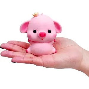 Pink Pig Squishies Toy Stress Relief Kawaii Soft Animal Funny Piggy Stretch and Squeeze Stress Toys Birthday Gift for Kid (Pink Pig)