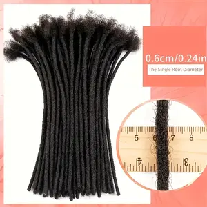 Hot Wholesale Unisex Adult Real Dreadlock Extensions Human Hair, 8-10 Inch, 0.6cm Width, 40 Strands, # 1B, Full Handmade Permanent Locs, Can Be Dyed and Bleached, Natural Black, for Men/Women