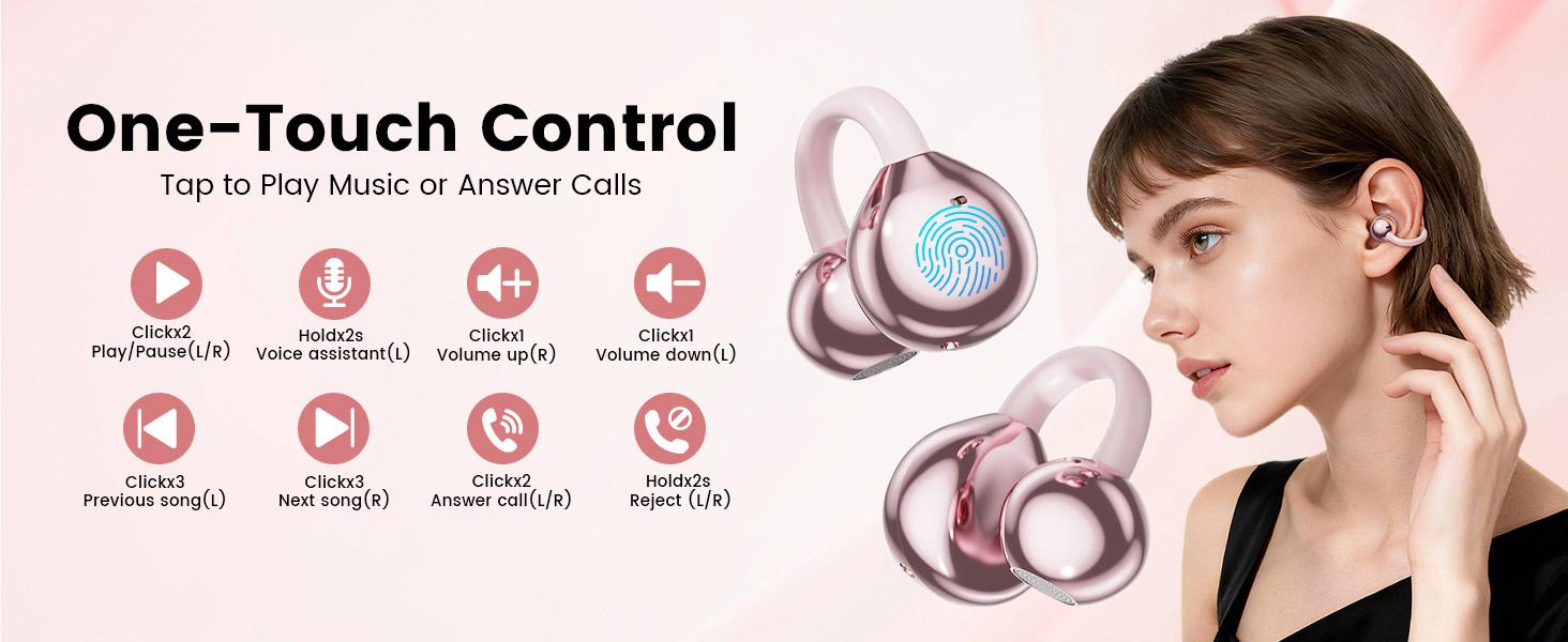 KEAI M161 Open Ear Headphones, Clip On Ear Earphones with Makeup Mirror, Bluetooth Wireless Earbuds for for Women Gifts, Sports & Workouts