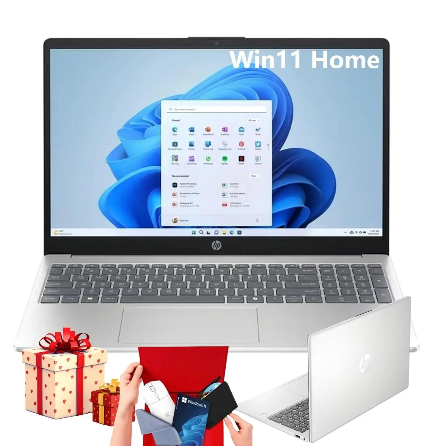 HP 2026 15.6'' Inch Laptop for Student&Business, i3-N305  Intel UHD Graphics, up to 32GB RAM, 512GB Storage, Windows 11 Home,Silver,Bundle Accessory