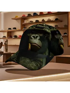 Gorilla Art Print Baseball Cap Bold Animal Graphic Design Comfortable Casual Daily Wear All-Season Unisex Fashion Hat