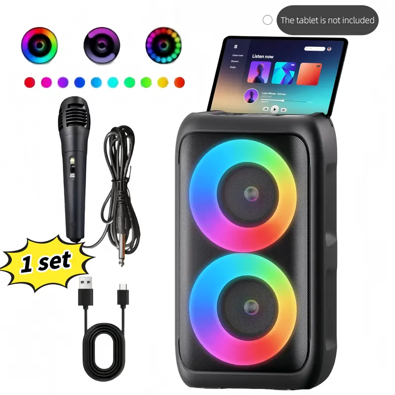 Premium Wireless Bass Speaker - Bluetooth Speaker with 20kHz Frequency, Built-in Mic Call, Bass Boost, Subwoofer, Disco Light, Powerful Stereo Audio for Outdoor Parties