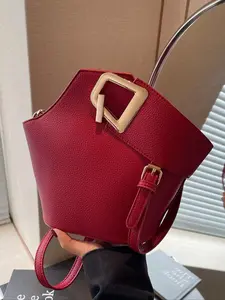 Women's Plain Color Handbag (1 Piece), Casual Pu Leather Zipper Handbag with Bag Strap for Daily Use, Daily Commuting Bag, Casual Commuter Handbag